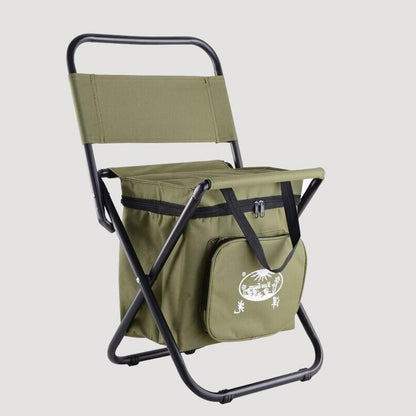 Chaise pliable d'appoint pour pêche en tissu et métal noir avec sac intégéré