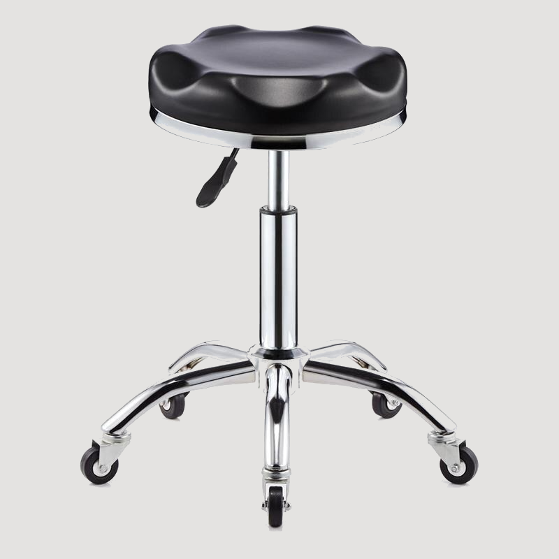 Tabouret à roulettes avec assise ergonomique réglable noire