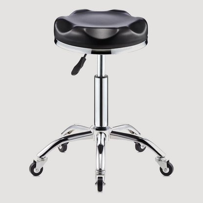 Tabouret à roulettes avec assise ergonomique réglable noire