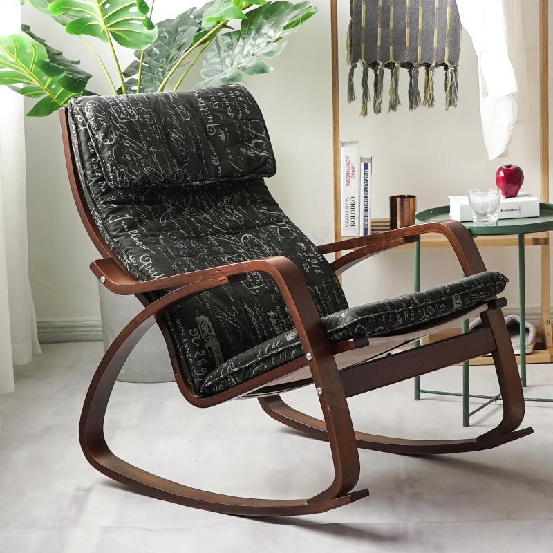 Chaise à bascule de style japonais en bois avec assise ergonomique