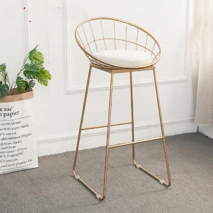 Tabouret de bar design grillage en acier avec coussin d'assise