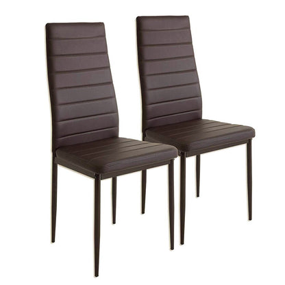 Chaise moderne pour salle à manger simili cuir et métal avec dossier haut  (lot de 2)