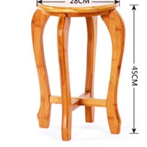 Tabouret en bois vernis avec assise ronde et pieds incurvés