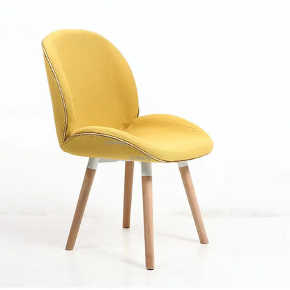 Chaise scandinave moderne style fauteuil en tissu jaune et pieds en  bois