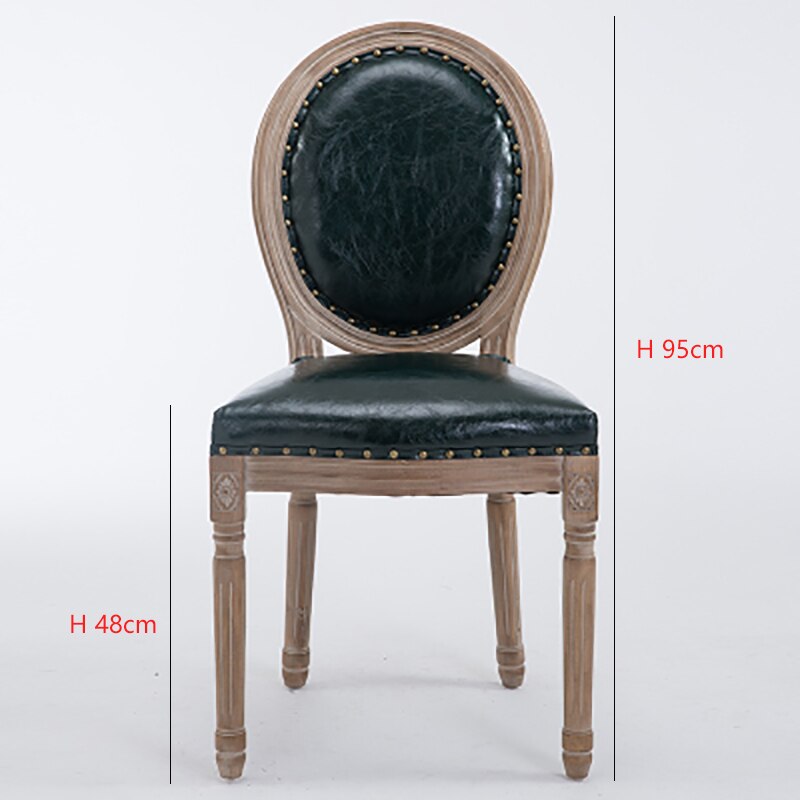 Chaise médaillon en bois massif et cuir