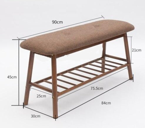 Banc de rangement scandinave en bois et tissu