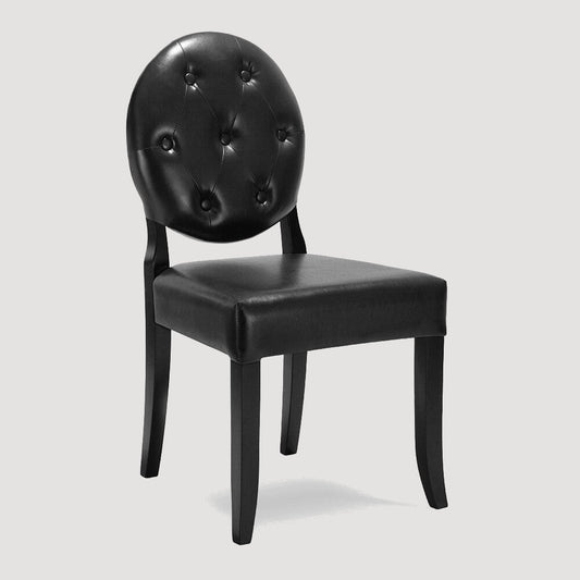 Chaise médaillon rétro noire avec dossier capitonné