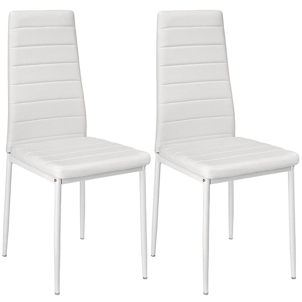 Chaise moderne pour salle à manger simili cuir et métal avec dossier haut  (lot de 2)