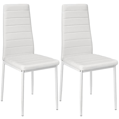 Chaise moderne pour salle à manger simili cuir et métal avec dossier haut  (lot de 2)