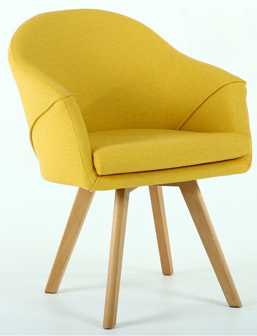 Chaise scandinave en bois et tissu assise fauteuil – Jaune