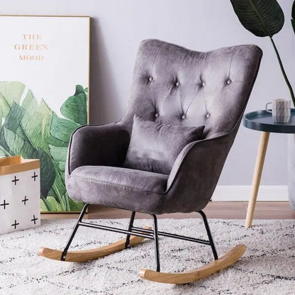 Chaise à bascule Moderne de style fauteuil avec assise confort capitonnée en velours