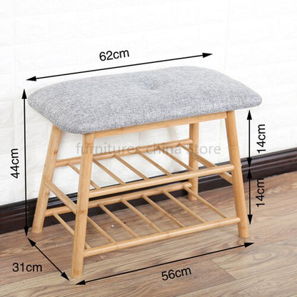 Banc de rangement scandinave en bois et tissu