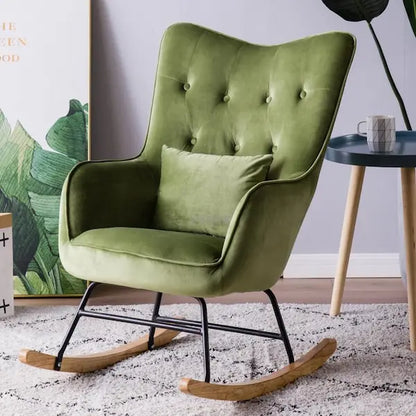 Chaise à bascule Moderne de style fauteuil avec assise confort capitonnée en velours
