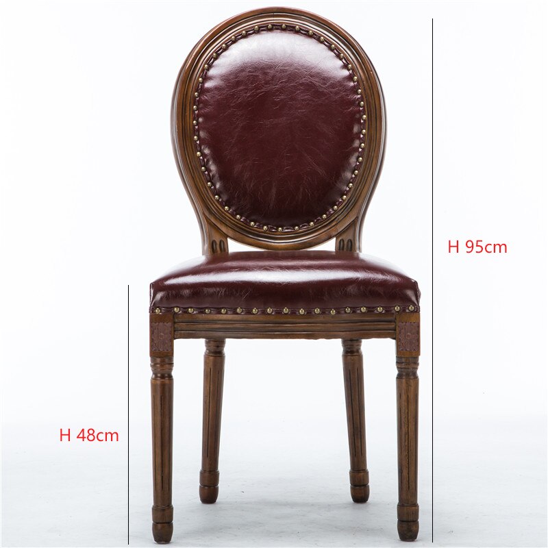 Chaise médaillon en bois massif et cuir