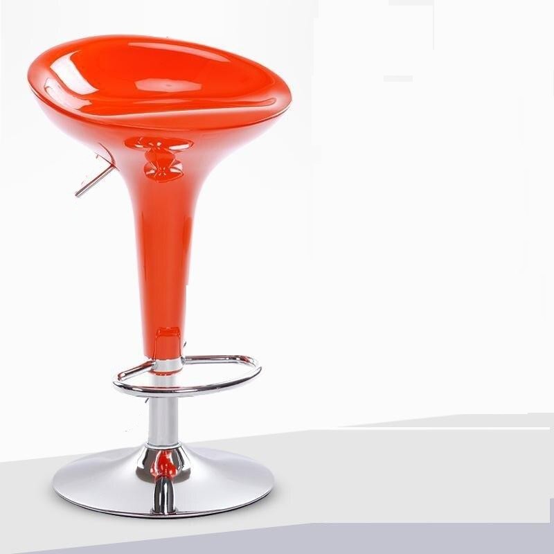 Tabouret de bar design rouge ajustable de style retro avec pied central en inox