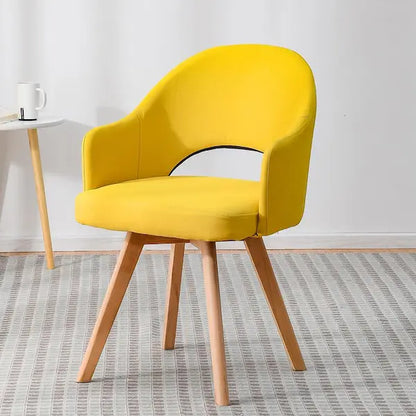 Chaise scandinave design en tissus et bois avec dossier échancré