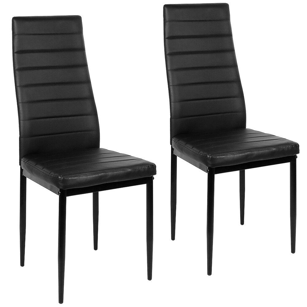 Chaise moderne pour salle à manger simili cuir et métal avec dossier haut  (lot de 2)