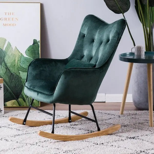 Chaise à bascule Moderne de style fauteuil avec assise confort capitonnée en velours
