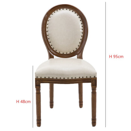 Chaise médaillon en bois massif et cuir