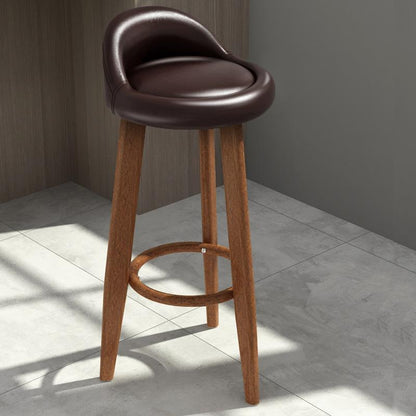 tabouret de bar de style scandinave avec assise matelassée en similicuir marron