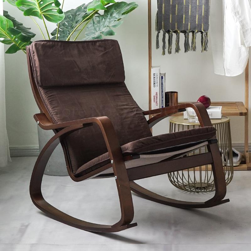 Chaise à bascule de style japonais en bois avec assise ergonomique