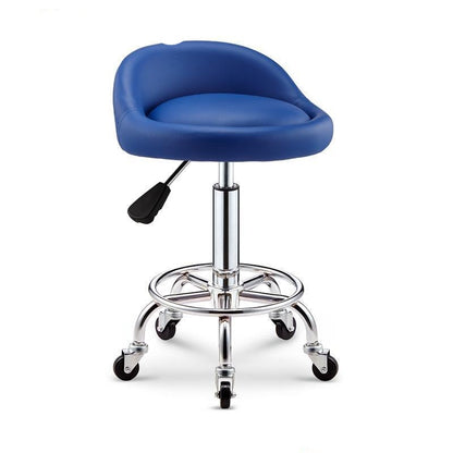 Tabouret à roulettes avec assise matelassée réglable et armature en inox