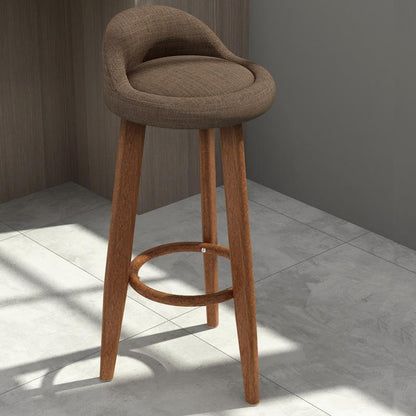 tabouret de bar de style scandinave avec assise matelassée en tissus chiné marron