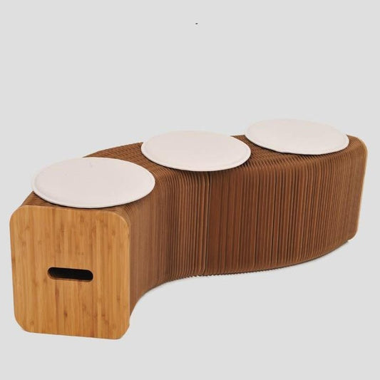 Banc pliable design avec assises individuelles circulaires rembourrées