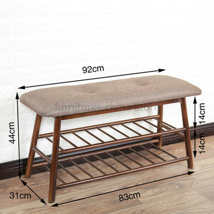 Banc de rangement scandinave en bois et tissu