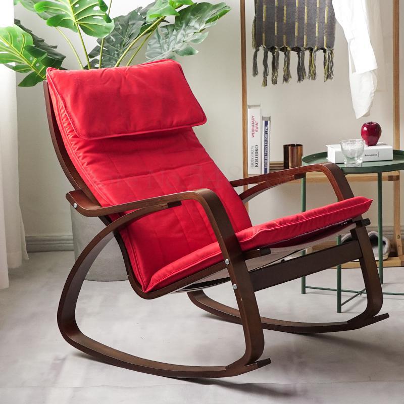 Chaise à bascule de style japonais en bois avec assise ergonomique