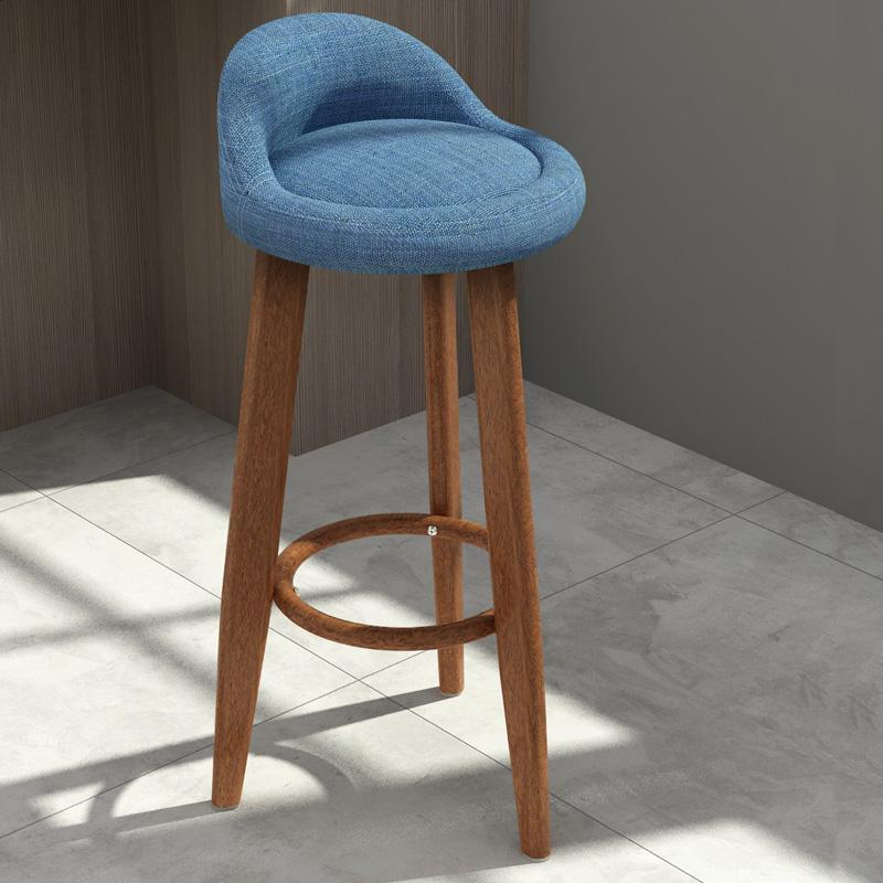 tabouret de bar de style scandinave avec assise matelassée en tissus chiné bleu