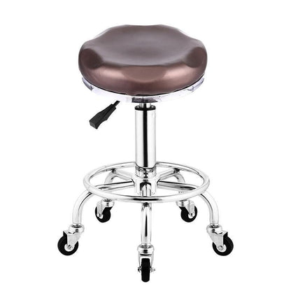 Tabouret à roulettes avec assise ergonomique échancrée réglable