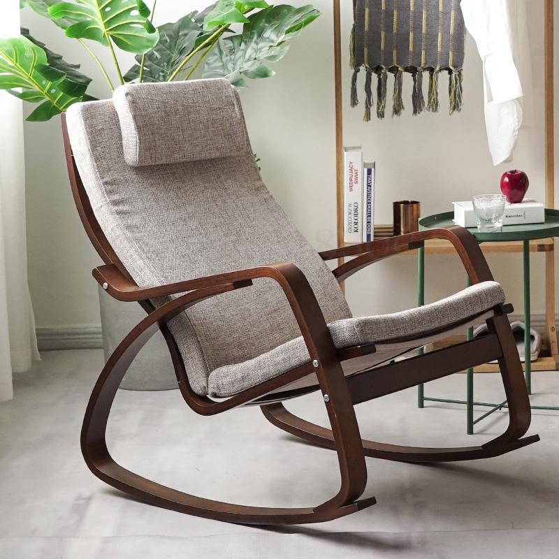 Chaise à bascule de style japonais en bois avec assise ergonomique