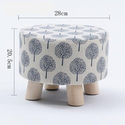 Tabouret scandinave bas avec assise ronde en tissus