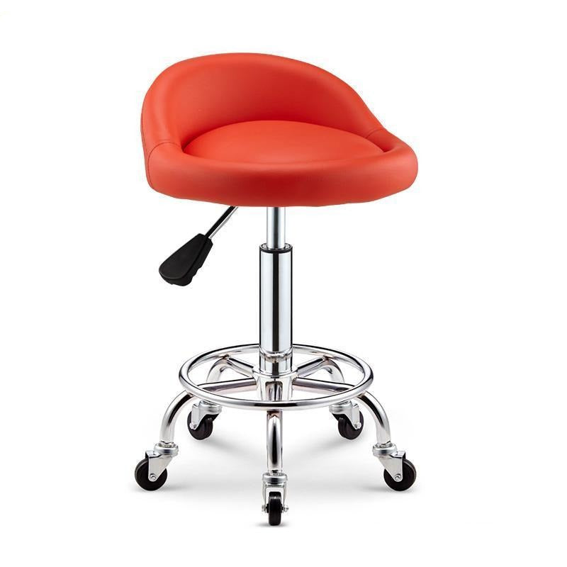 Tabouret à roulettes avec assise matelassée réglable et armature en inox