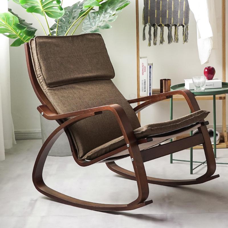 Chaise à bascule de style japonais en bois avec assise ergonomique
