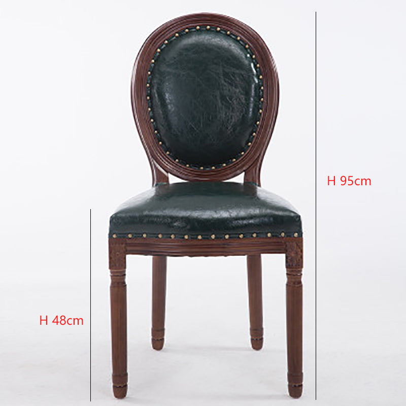 Chaise médaillon en bois massif et cuir