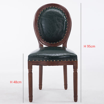 Chaise médaillon en bois massif et cuir