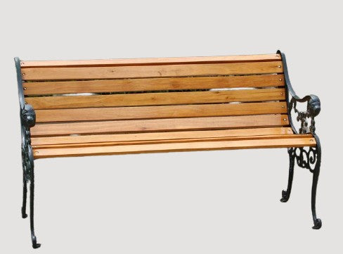 Banc industriel de style ancien en bois massif et fer forgé