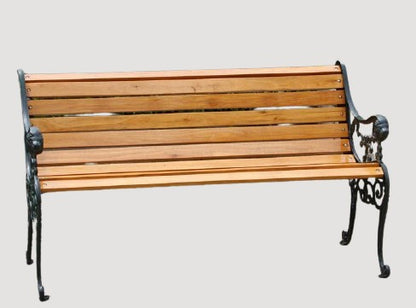 Banc industriel de style ancien en bois massif et fer forgé