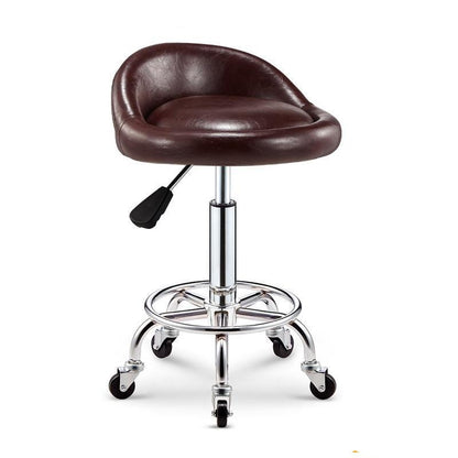 Tabouret à roulettes avec assise matelassée réglable et armature en inox