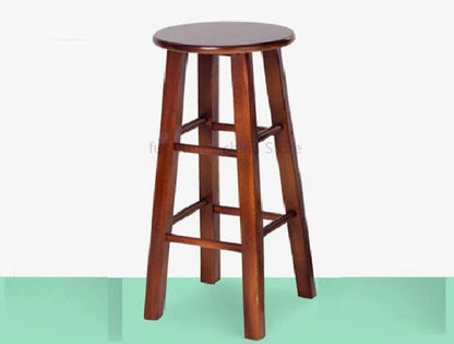 Tabouret de bar en bois massif  vernis avec double repose pieds
