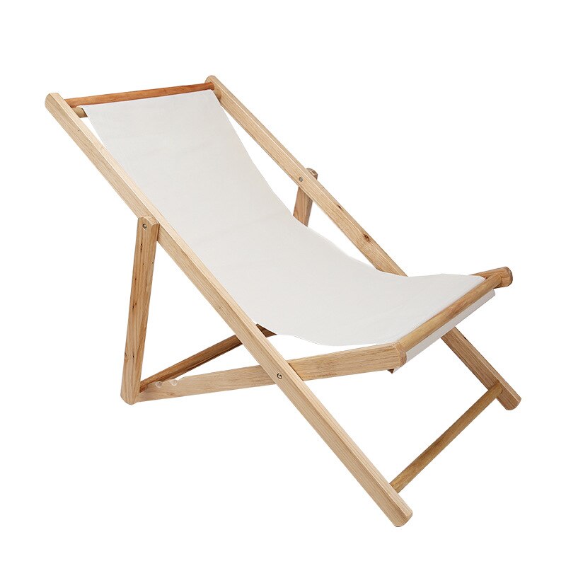 Chaise longue pliante en bois et toile