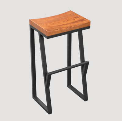 Tabouret de bar industriel en bois et fer noir