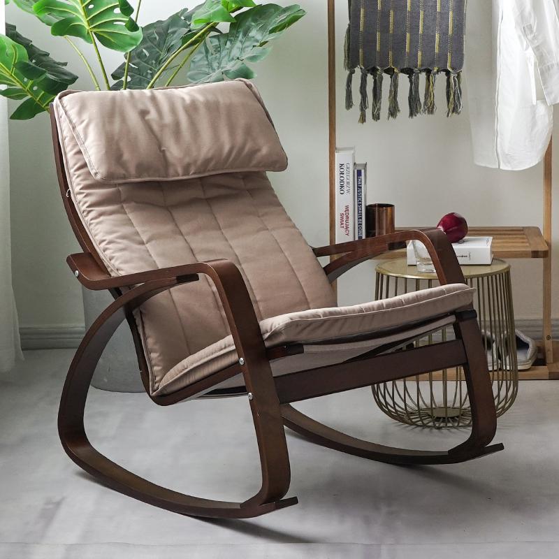 Chaise à bascule de style japonais en bois avec assise ergonomique