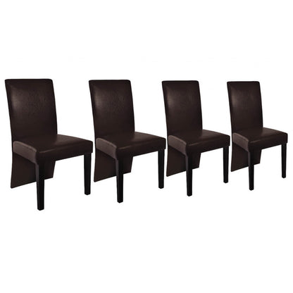 Chaise moderne en similicuir avec dossier prolongeant les pieds arrières par lot de 4