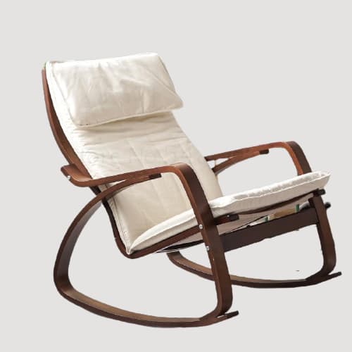 Chaise à bascule scandinave en bois avec assise ergonomique
