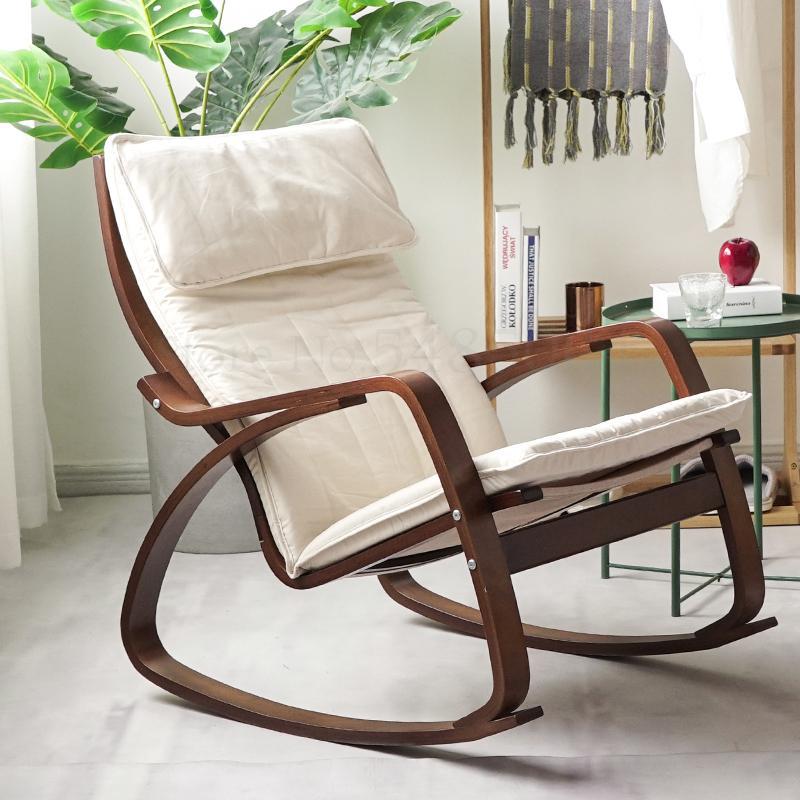 Chaise à bascule de style japonais en bois avec assise ergonomique
