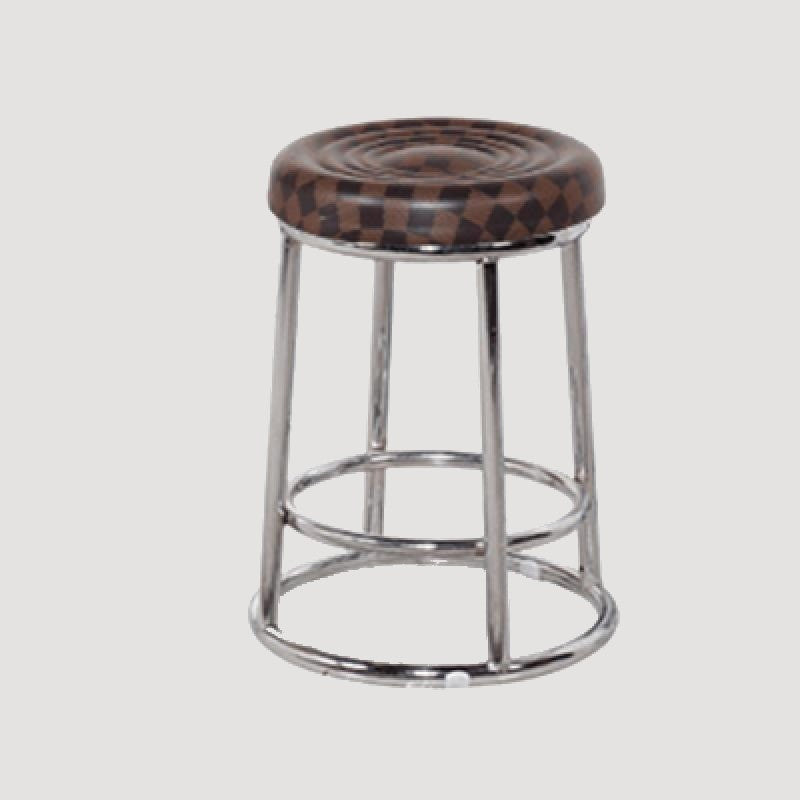 Tabouret design avec assise ronde en similicuir et métal