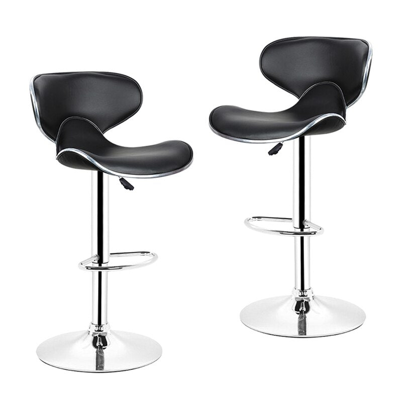 Chaise de bar design avec assise ergonomique incurvée encadrement et pied en inox par lot de 2
